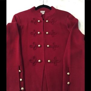 Chico’s Gorgeous Military-style Red Sweater